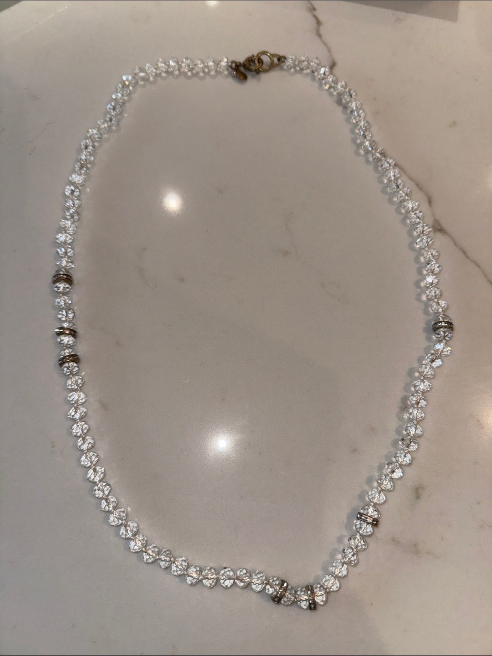 J. Crew Clear Crystal Strand Necklace with Gold Accents